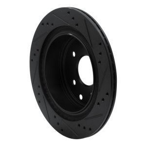 Infiniti G35 Brake Rotor (1) - Rear Left - R1 Concepts - Drilled & Slotted - Black - `02-`25